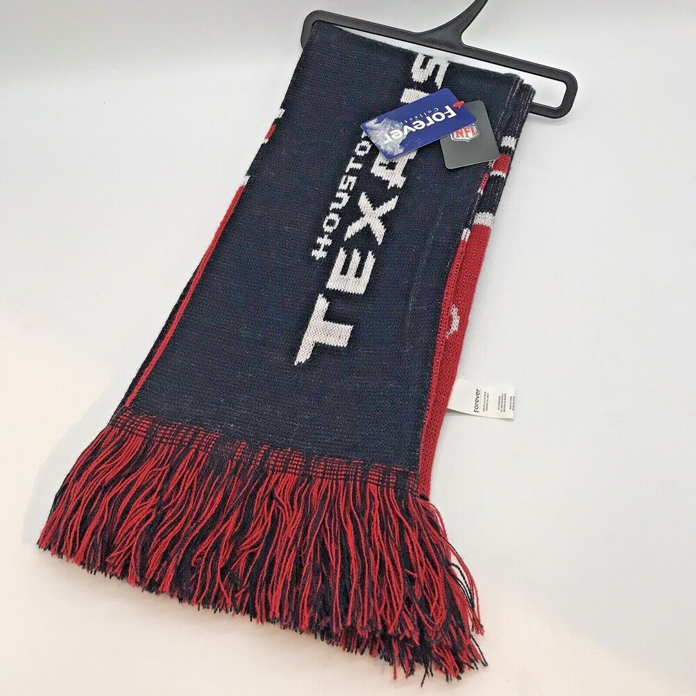 NWT Houston Texans NFL Team Unisex Steel Blue Red White Logo Knit Scarf Collect